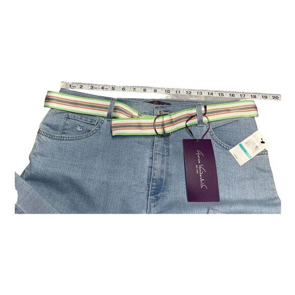 Gloria Vanderbilt Amanda Capri Pants Womens 18 Blue Belted Waist Cuffed Straight - Picture 4 of 8